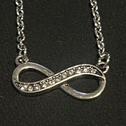 High polished Stainless Steel Infinity Necklace with Clear CZ adjustable  Reversible 