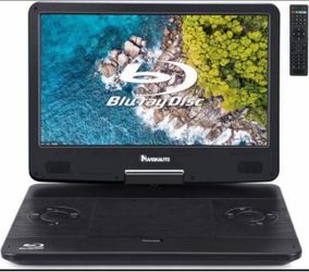 NAVISKAUTO 15.6" Portable Blu Ray Player with 13.3" 1080P HD Screen Rechargeable Battery Support HDMI Input & HDMI Output, Sync Screen, AV Out & in,