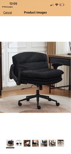 Criss Cross Chair with Flip-up Arms, Wide Criss Legged Chair with 3 Layer Cushion, Ergonomic Office Desk Chair with Wheels, Swivel Vanity Chair for Of