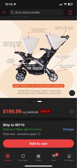 Double stroller sit and stand