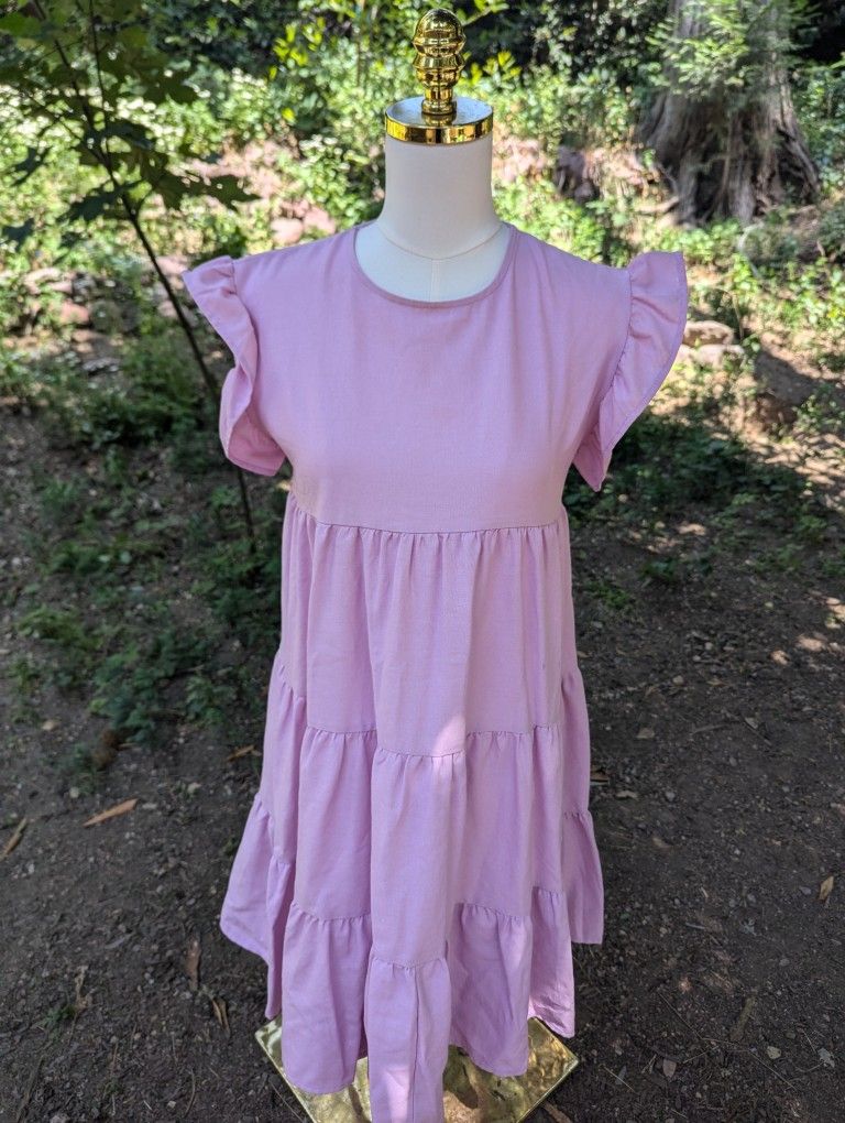 Anthropologie Petal & Pup Pink Ruffled Tiered Sundress