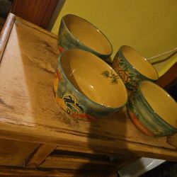 4 Rooster Bowls Sunflower 