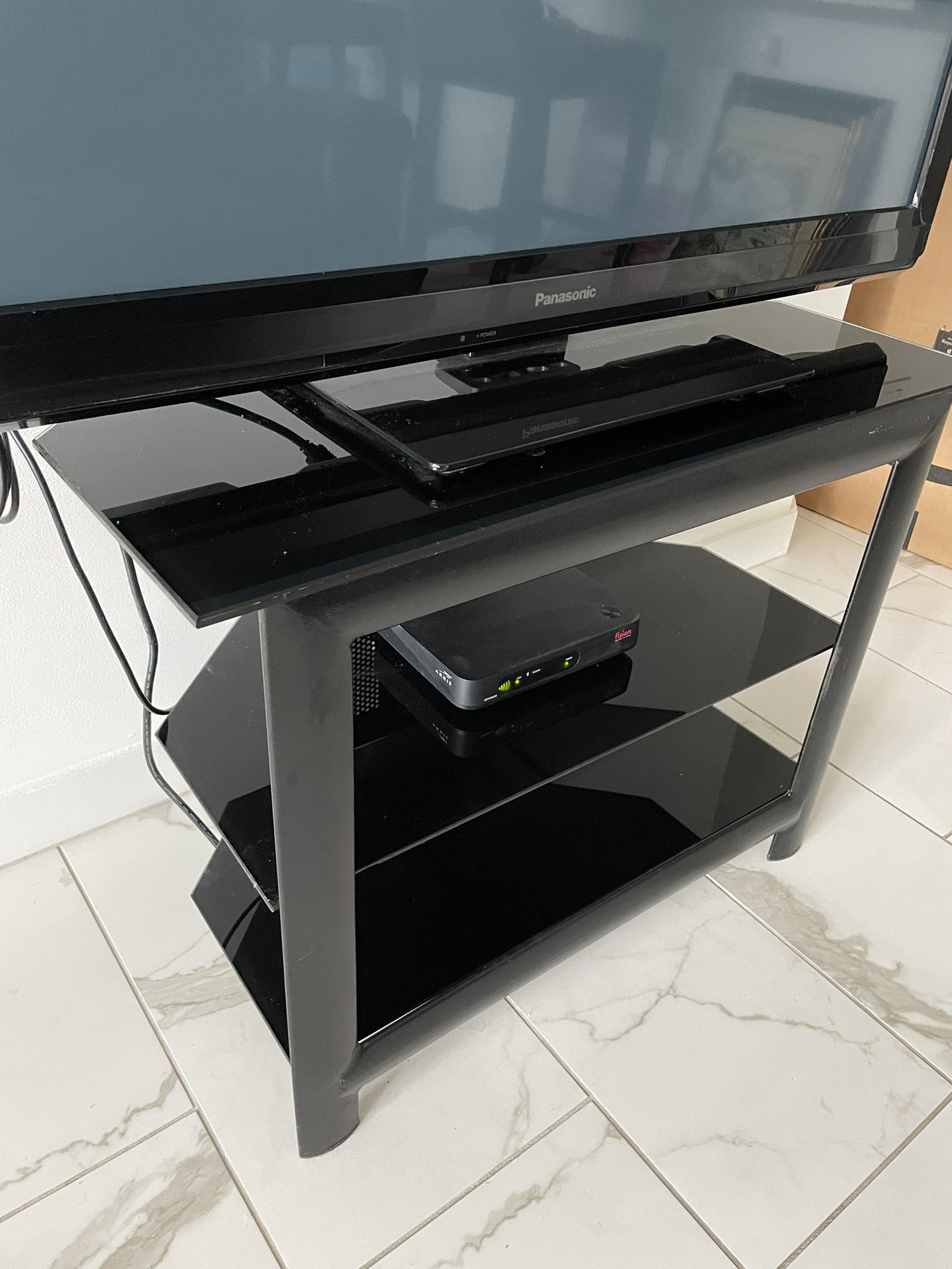 3 Piece Italian Glass TV Stand