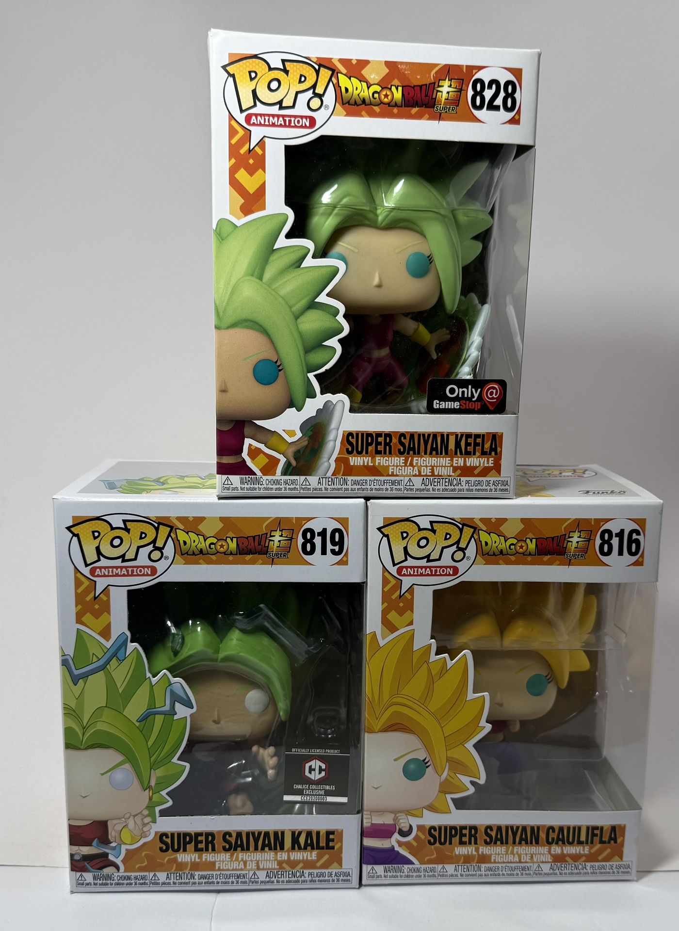 Dragon Ball Super Female Saiyans Funko Pop Bundle β Kefla, Kale, Caulifla (#828, #819, #816)