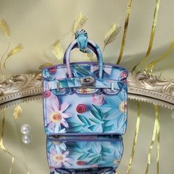 Handmade Mini Bag Charm | 3D Floral Purse Keychain | Unique AirTag Holder & Accessory