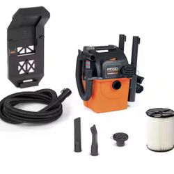 5 Gal. 5.0 Peak HP Portable Wall Mount Shop Vacuum Wet Dry Vac with Filter, Two Locking Hoses and Attachments WD5500