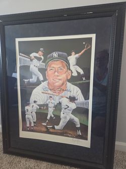 Signed Micky Mantle Framed LITHOGRAPH