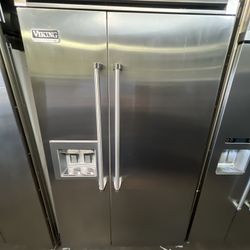 Viking 48”Wide Built In Side By Side Refrigerator Stainless Steel 
