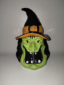 Blue Sky Clayworks RARE Griselda Witch Halloween Cookie Jar Heather Goldminc