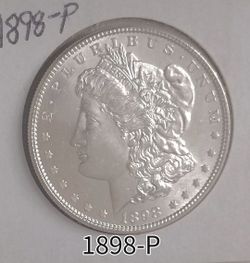 1898-P Morgan Silver Dollar; Uncirculated, Semi Key Date, Full Feathering, Higher Grade Coin!