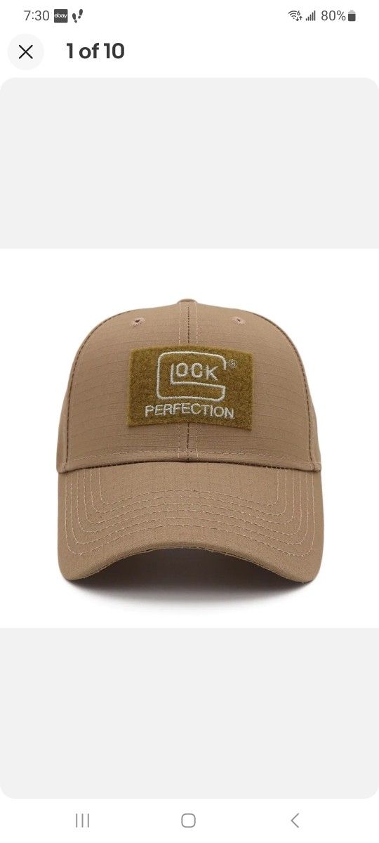 GLOCK PERFECTION CAP. NEW FDE/TAN COLOR!! NEW WITH TAGS IN SEALED BAG. AWESOME