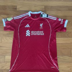 Liverpool 25/26 Adidas Home Jersey with Golden Premier League Badge