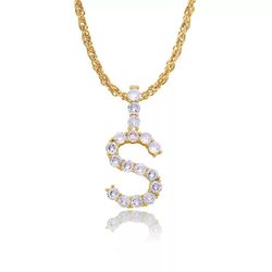 18K Gold Pl Stainless Steel Letter CZ