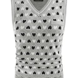 Women's Argyle V Neck Sleeveless Crop Knit Sweater Vest Grey XL