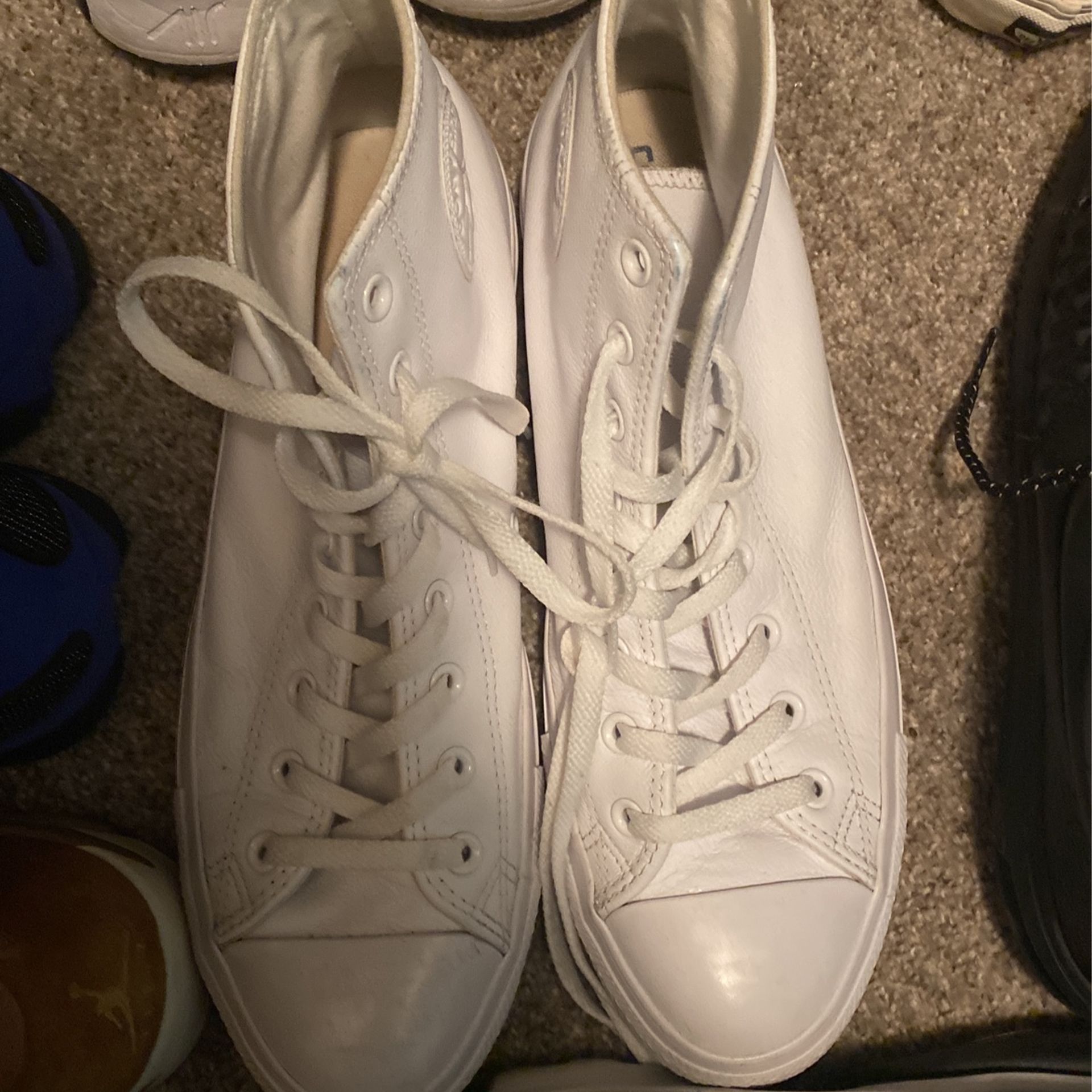 All White Leather Converses