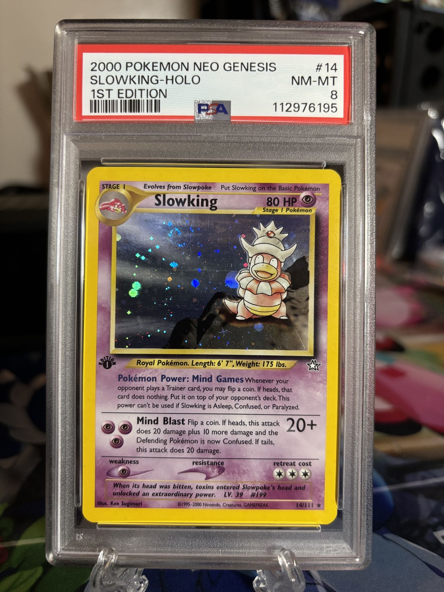 PSA 8 Slowking Holo 1st Edition #14 (2000) Pokemon Neo Genesis English
