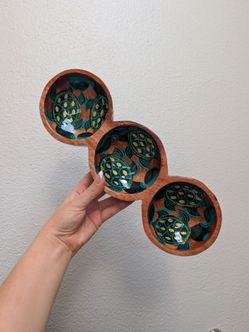 3 Section Wood Turtle Bowl