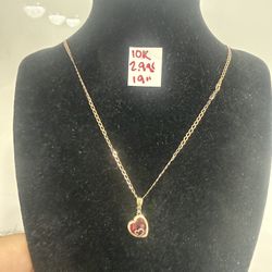 10K Solid Gold Chain and Pendant For Wedding 2.9Gr 19 Inches Long 
