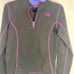 The North Face Girls Fleece Jacket Black Size 10/12 Quarter-Zip Casual