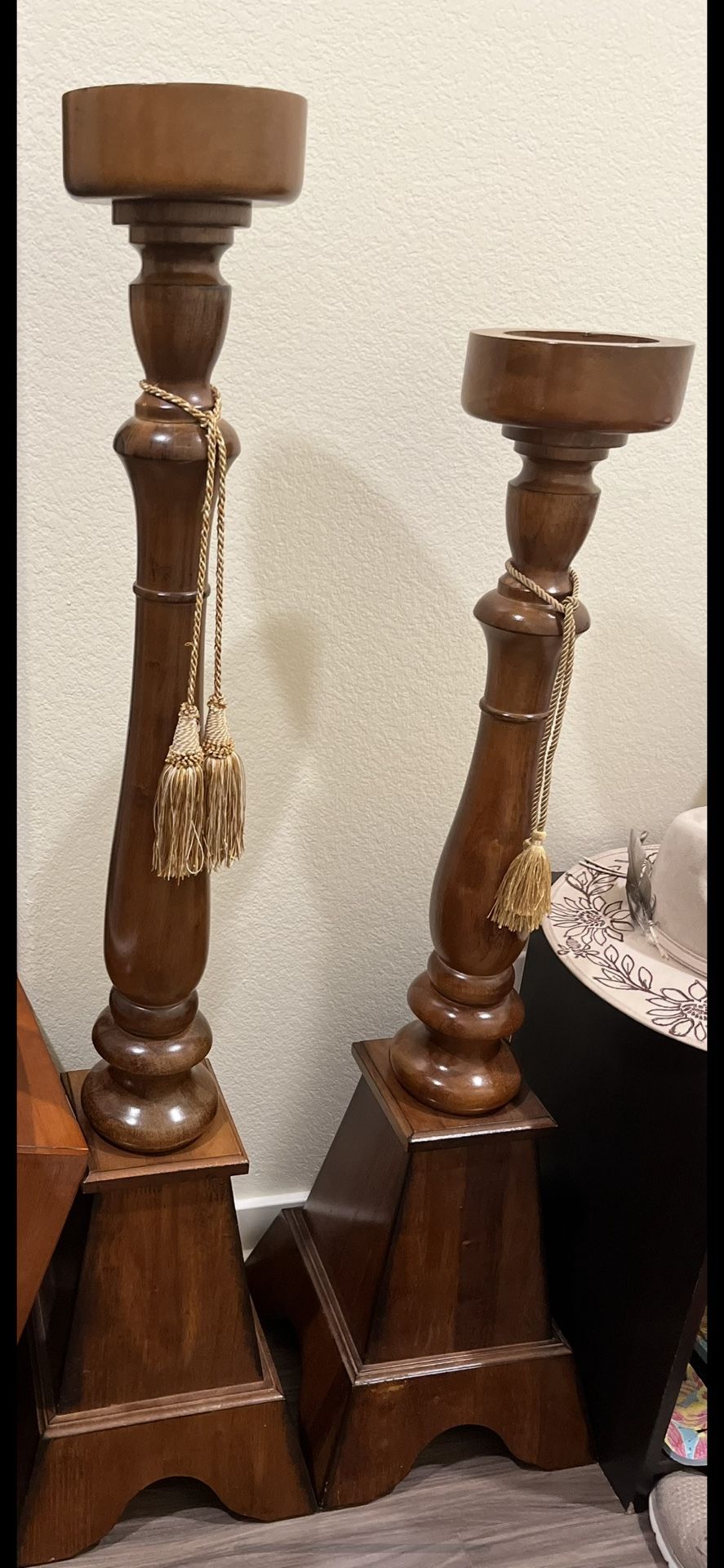2 Wooden Candle Holders
