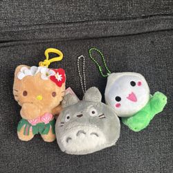 Set of 3 Hello Kitty Sanrio, Totoro, and Overwatch Pachi Mari keychains