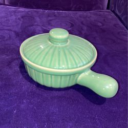 Green Ceramic Bowl And Lid