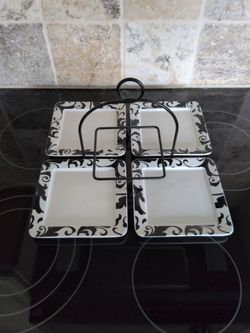 Small Porcelain Plates + Metal Stand