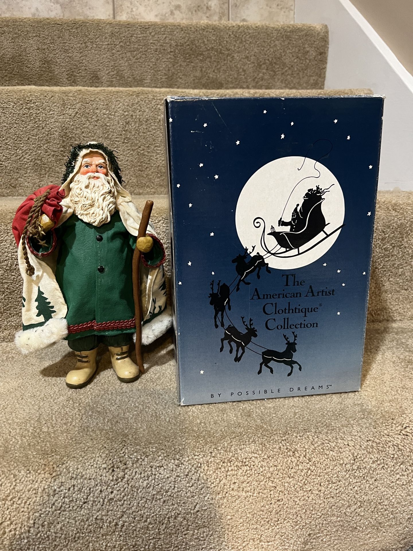 Clothtique possible dreams out of forest 1991 Santa bag vintage cape reindeer fi