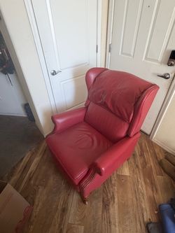 Ethan Allen Red Leather Recliner Chair