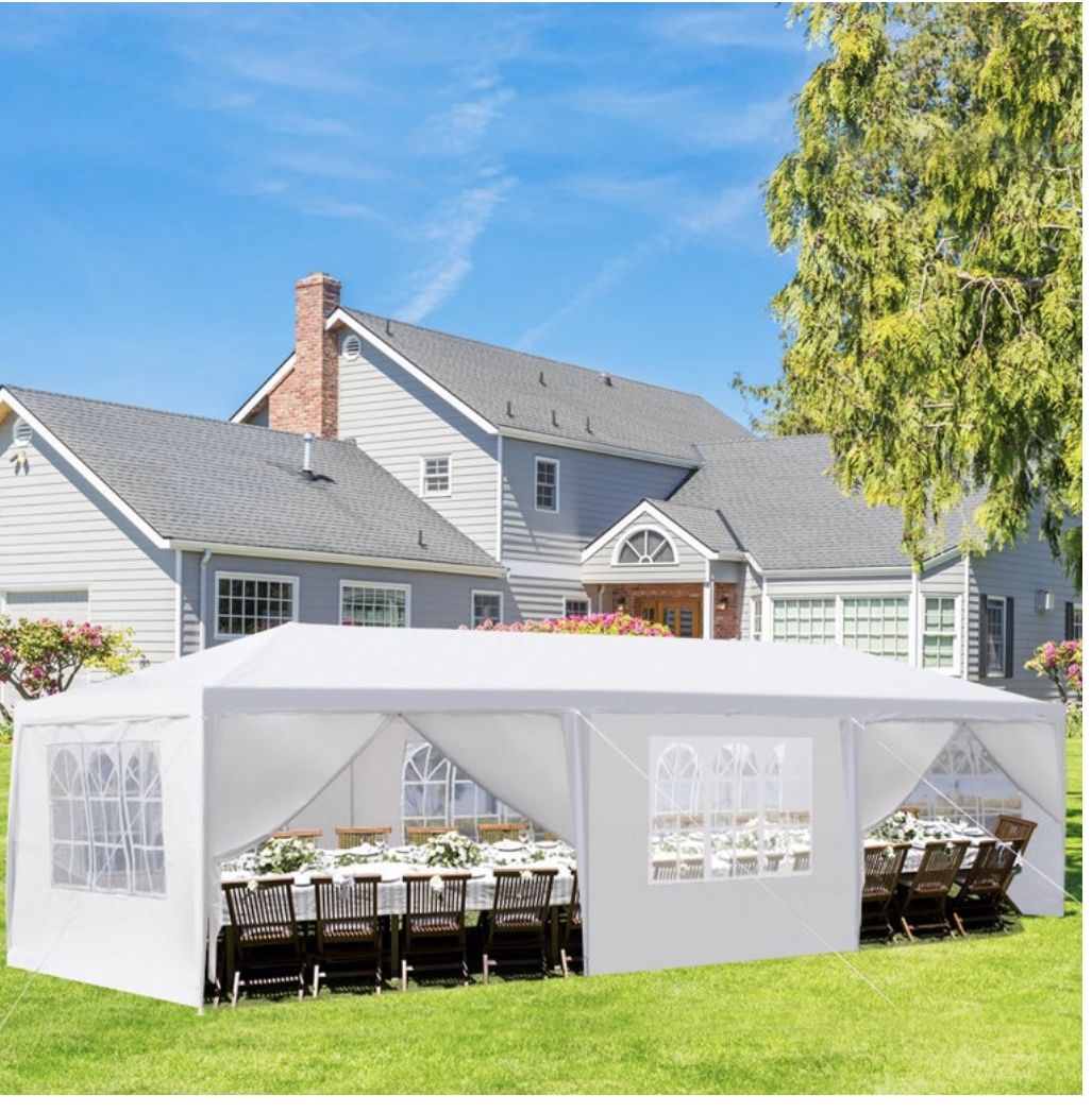 10'x 30' White Gazebo Wedding Party Tent Canopy With 6 Windows & 2 Sidewalls-8