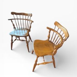 Ethan Allen Maple Nutmeg Comb Back Chairs (2)