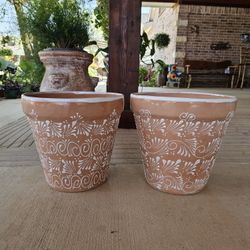Talavera Terracotta Color Vase Clay Pots, Planters,Plants, Pottery. $55 each
