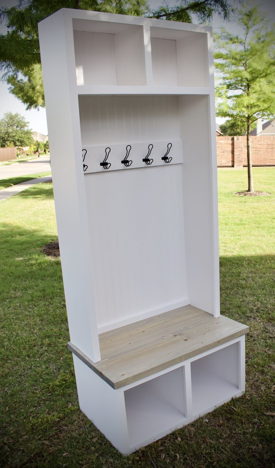 The Denver - Handcrafted Hall Tree / Mudroom Cabinet 