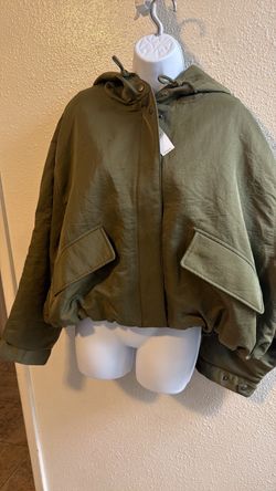 Olive Green Hooded Bomber Jacket