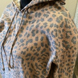 Womens Long Fit Leggings Sweatshirt Leopard Hooded 
