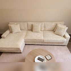 Wayfair Cream Ribbed Sectional, L-Shaped with Chaise - New β Baltimore, MD
