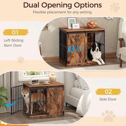 Dog Crate Furniture with Barn Door, Heavy Duty Dog Kennel for Small Medium Dogs 