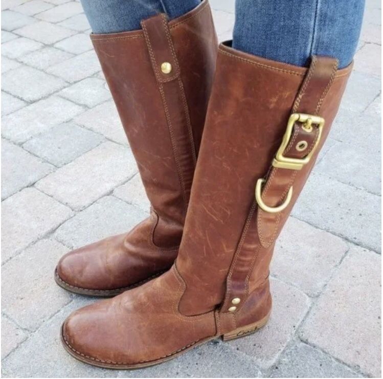COACH Weslyn Whisky Leather Riding Boots Sz 8M