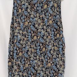 Cristina B Navy & Blue Floral Sleeveless Blouse - Size Large