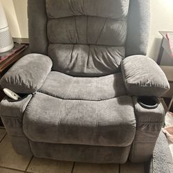 New Grey Recliner - Vibrate And Heat 