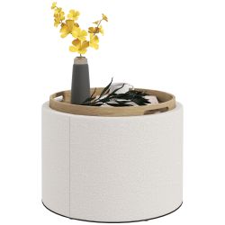 Round Storage Ottoman Coffee Table
