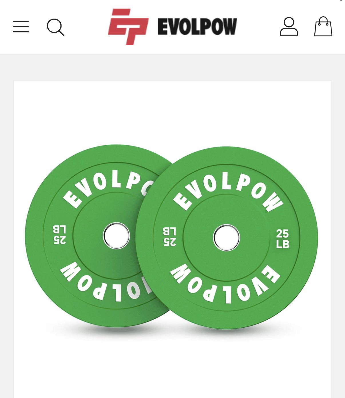 EVOLPOW Color Low Bounce Bumper Plates Olympic Weight Plates 25 lbs a pair