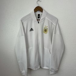 Men’s Adidas Argentina 2018 World Cup Soccer Zip Up White / Gold Size Medium 