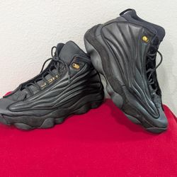 Nike Air Jordan Pro Strong Black Metallic Gold Leather Men's Shoes Size 13