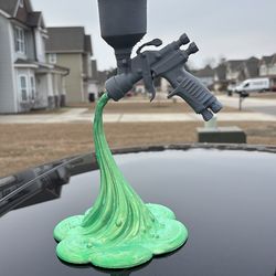3D Printed Spray Gun Sculpture Green Paint Art