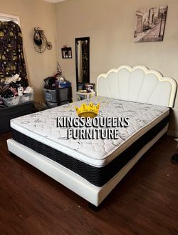 New Queen bed frame with mattress