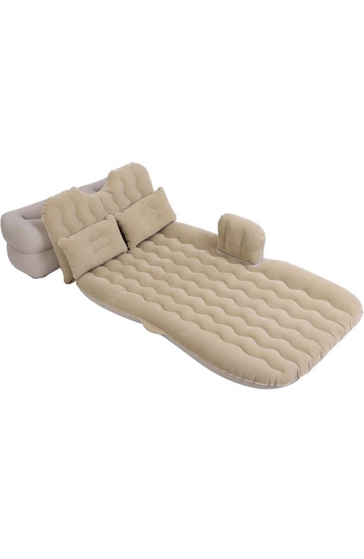 Inflatable Bed Mattress Indoor Outdoor Camping Travel Car Back Seat Air Beds Cushion (Beige)