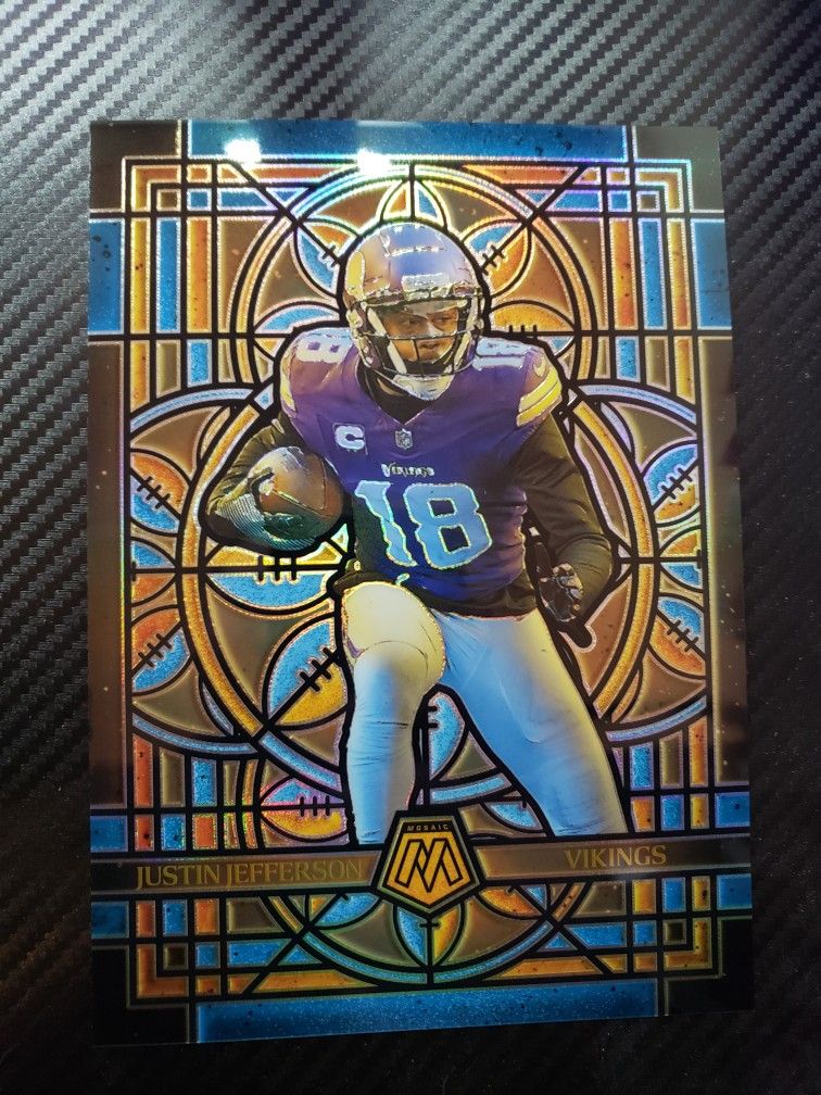 Justin Jefferson Vikings Oversized Jumbo Stained Glass Mosaic 5x7 Card