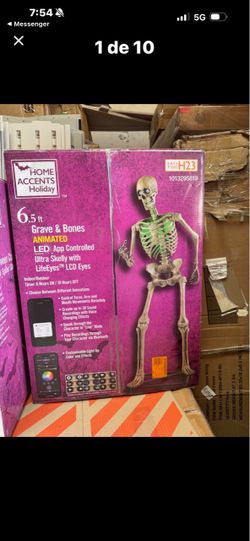 ™M 6.5 H Grave & Bones ANIMATED LED App Controlled Ultra Skelly with LifeEyes™ LCD Eyes