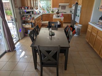 Wood Dining Table with 6 Chairs